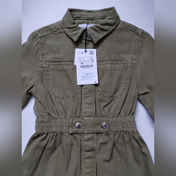 Zara Girls Dress Green Size 7 - Picture 2 of 3